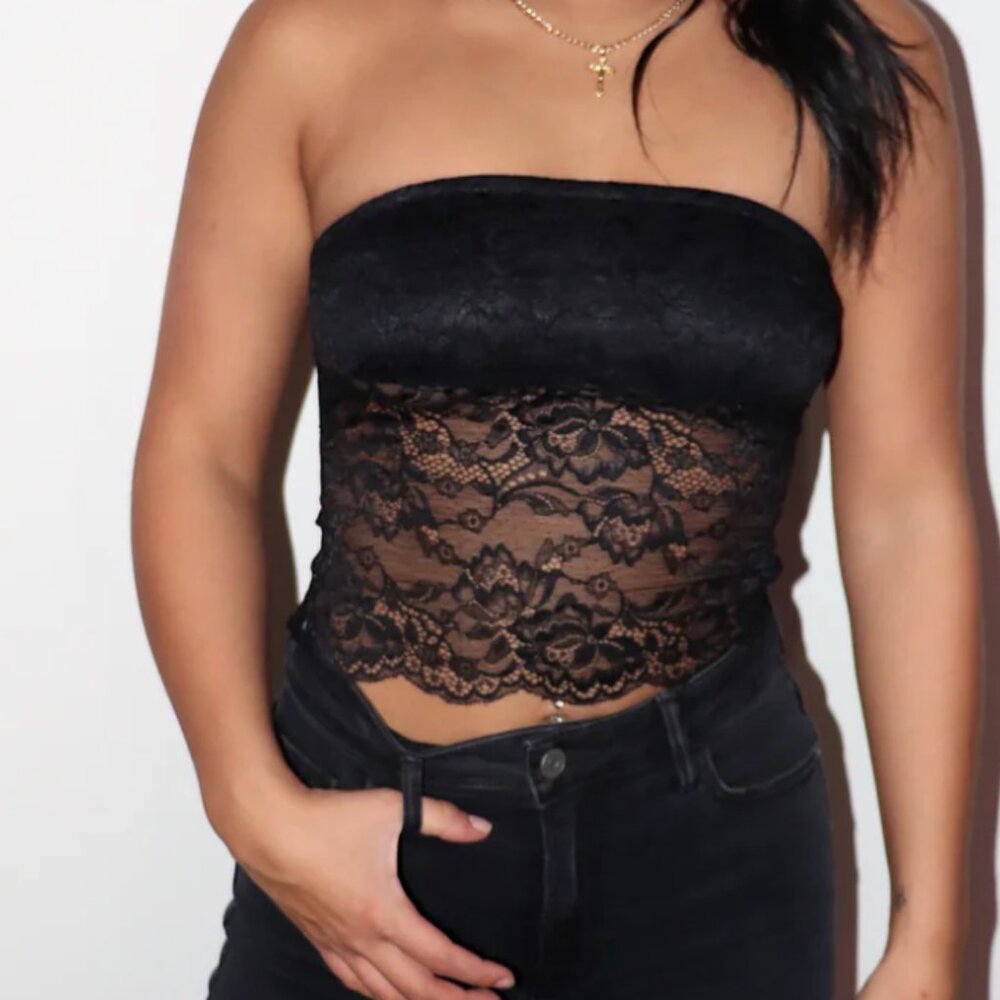Black Lace Tube Top